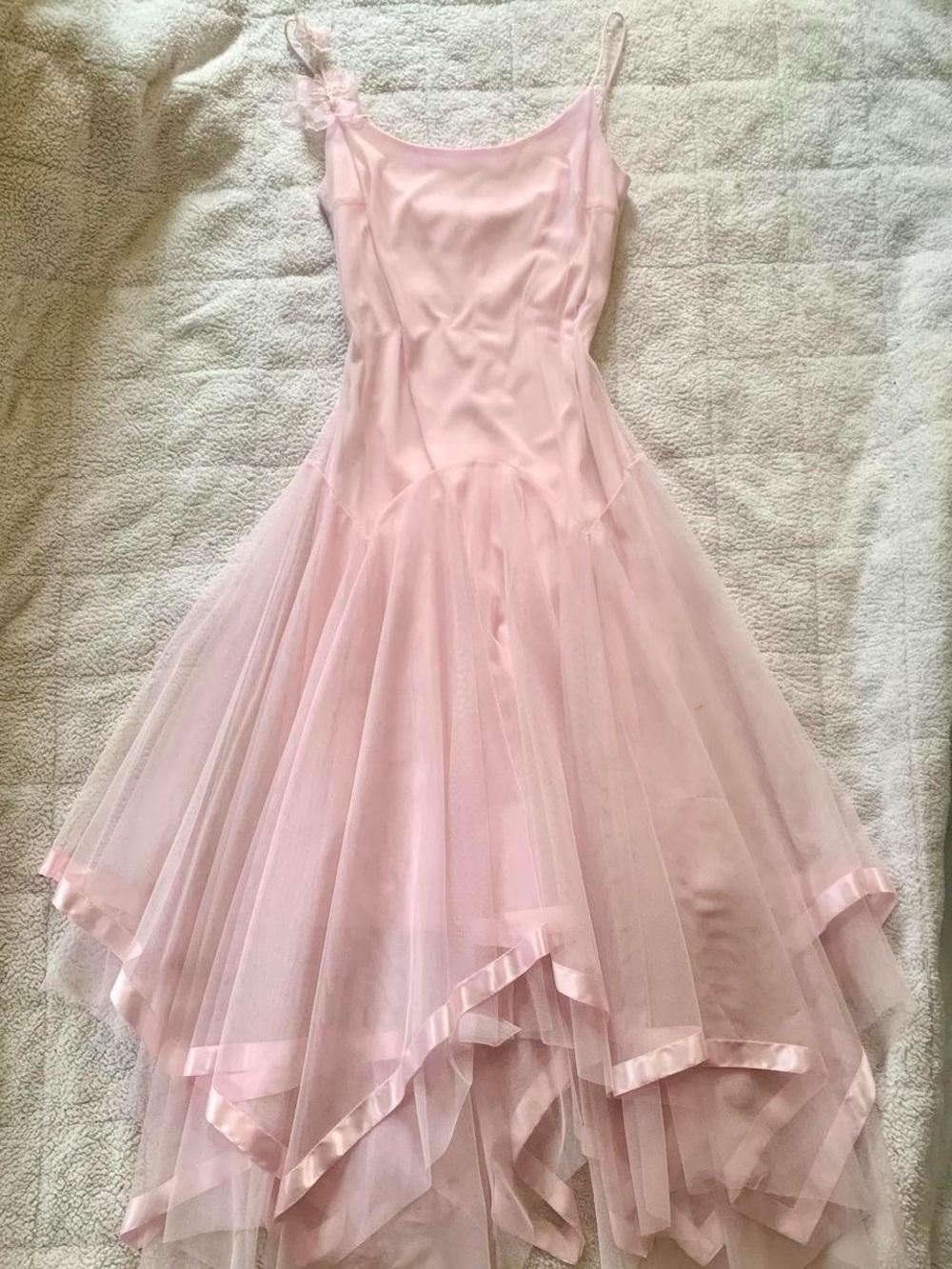 Soft Pink Tulle Maxi Dress with Spaghetti Straps
